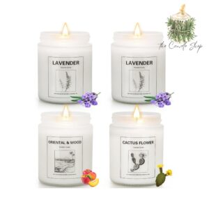 4-Pack Lavender Scented Candle Set for Home – Aromatherapy Jar Candles, 28 oz Total, 200-Hour Long-Lasting Burn – Perfect Gift Set for Women, Birthdays, Valentine’s Day, and Anniversaries