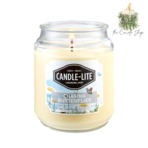 Candle-Lite Everyday Chasing Butterflies Scented Candle – 18 oz Aromatherapy Candle, Off-White