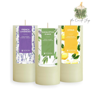 Simply Soson Ivory Scented Candle Set of 3 (3×6 in.) – Eucalyptus Sage, Citrus, Rustic Lavender – Home Aromatherapy Decor