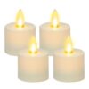 Luminara Flickering Flameless Pearl Ivory Tealights – Warm LED Flame Votives – Battery-Operated Decor for Dining Table Centerpieces, Fireplace Mantel, Dinner Parties, and Receptions – Set of 4