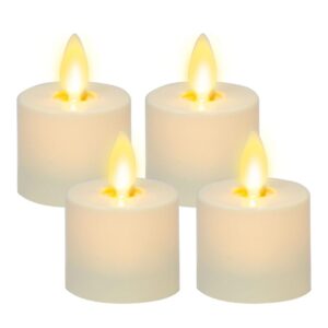 Luminara Flickering Flameless Pearl Ivory Tealights – Warm LED Flame Votives – Battery-Operated Decor for Dining Table Centerpieces, Fireplace Mantel, Dinner Parties, and Receptions – Set of 4